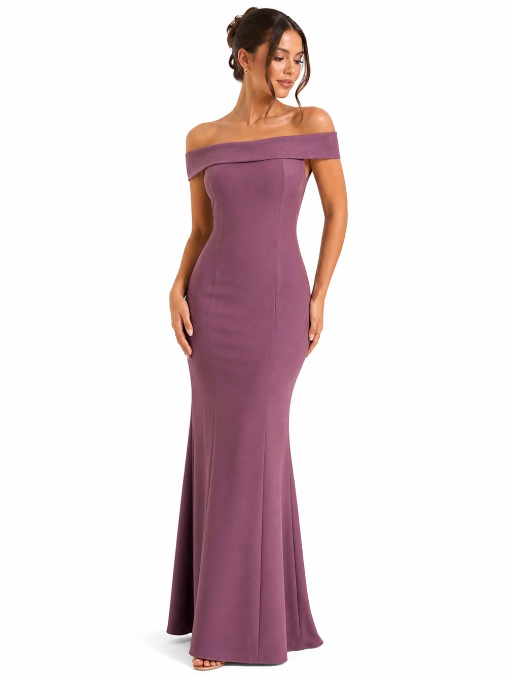 Lenovia Mauve Off Shoulder Mermaid Maxi Dress M Formal Evening Prom